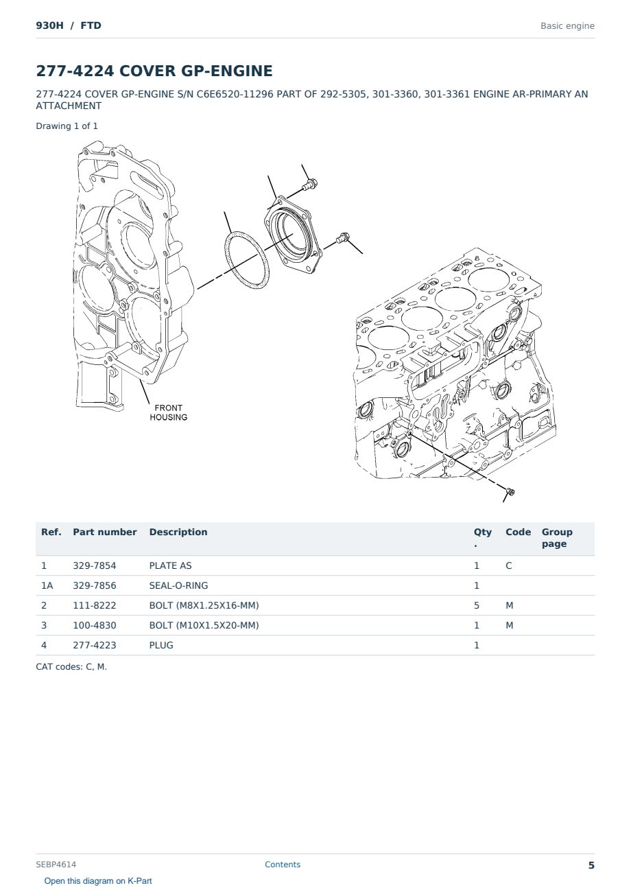 Caterpillar 930H S/N FTD Partsbook SEBP4614 (English) - sample page 5 of 10 Caterpillar 930H S/N FTD Partsbook SEBP4614 (English) - sample page 5 of 10