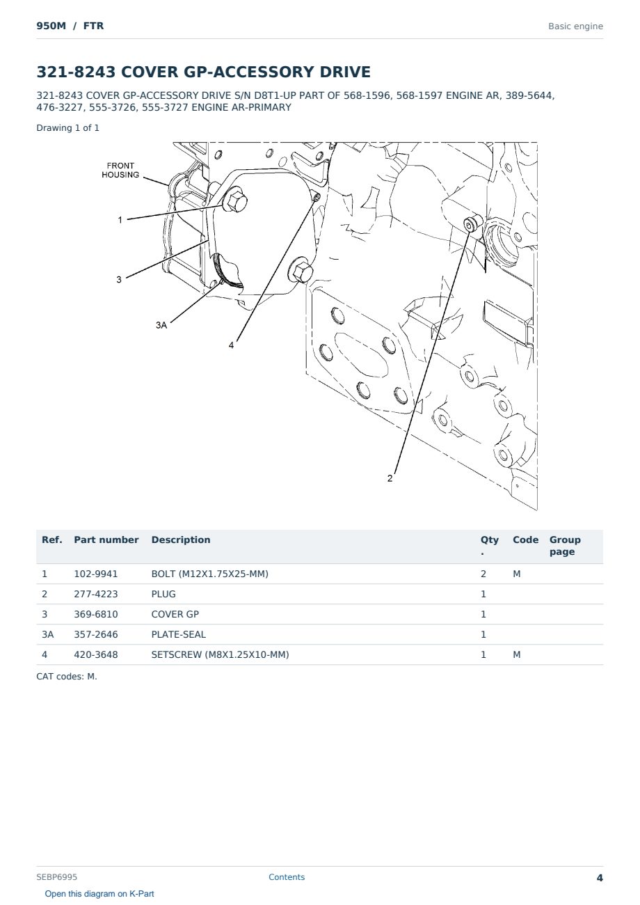 Caterpillar 950M S/N FTR Partsbook SEBP6995 (English) - sample page 4 of 10 Caterpillar 950M S/N FTR Partsbook SEBP6995 (English) - sample page 4 of 10