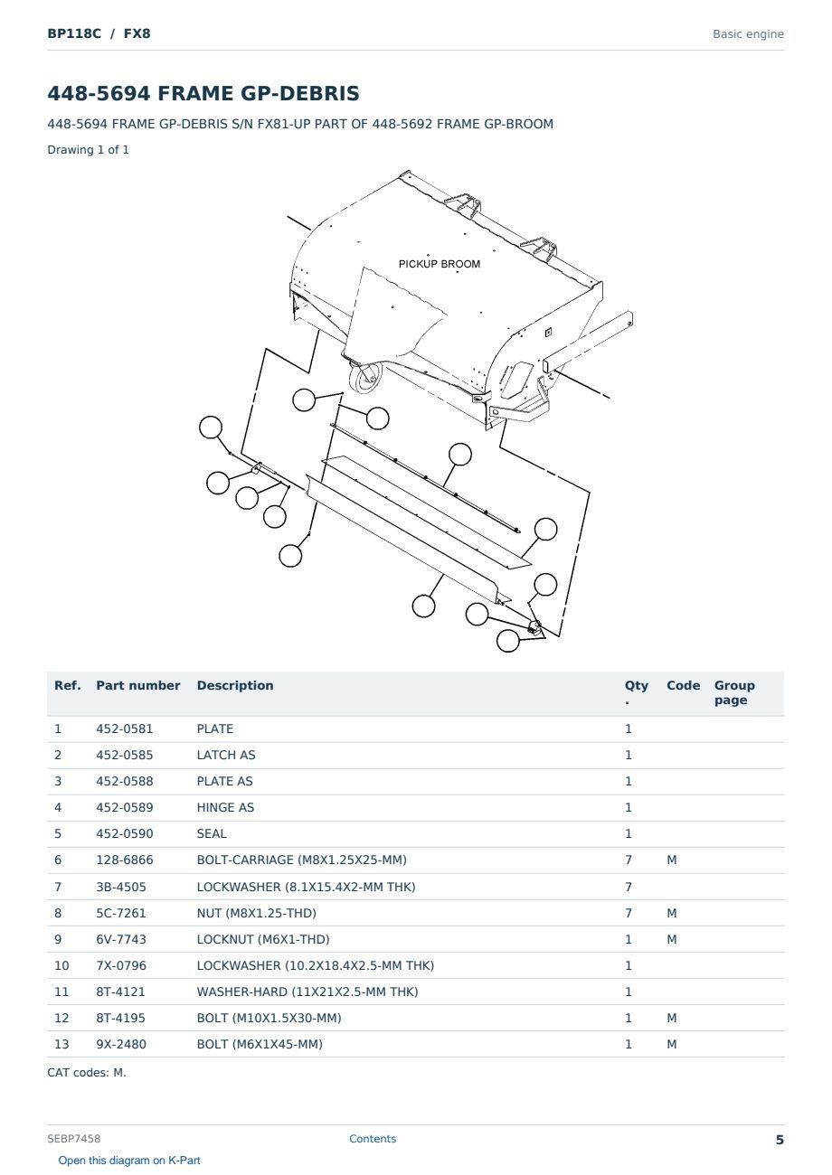 Caterpillar BP118C S/N FX8 Partsbook SEBP7458 (English) - sample page 5 of 10 Caterpillar BP118C S/N FX8 Partsbook SEBP7458 (English) - sample page 5 of 10