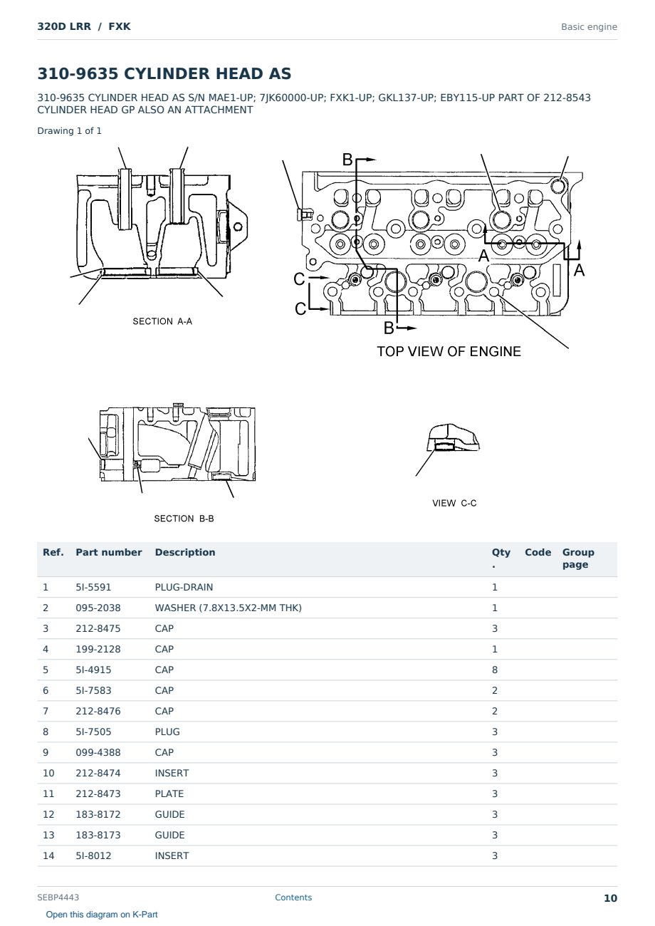 Caterpillar 320D LRR S/N FXK Partsbook SEBP4443 (English) - sample page 10 of 10 Caterpillar 320D LRR S/N FXK Partsbook SEBP4443 (English) - sample page 10 of 10