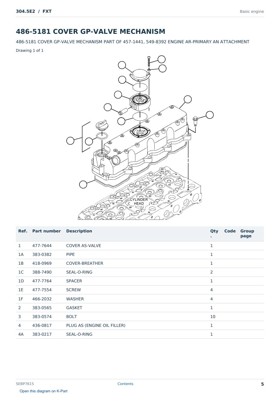 Caterpillar 304.5E2 S/N FXT Partsbook SEBP7615 (English) - sample page 5 of 10 Caterpillar 304.5E2 S/N FXT Partsbook SEBP7615 (English) - sample page 5 of 10