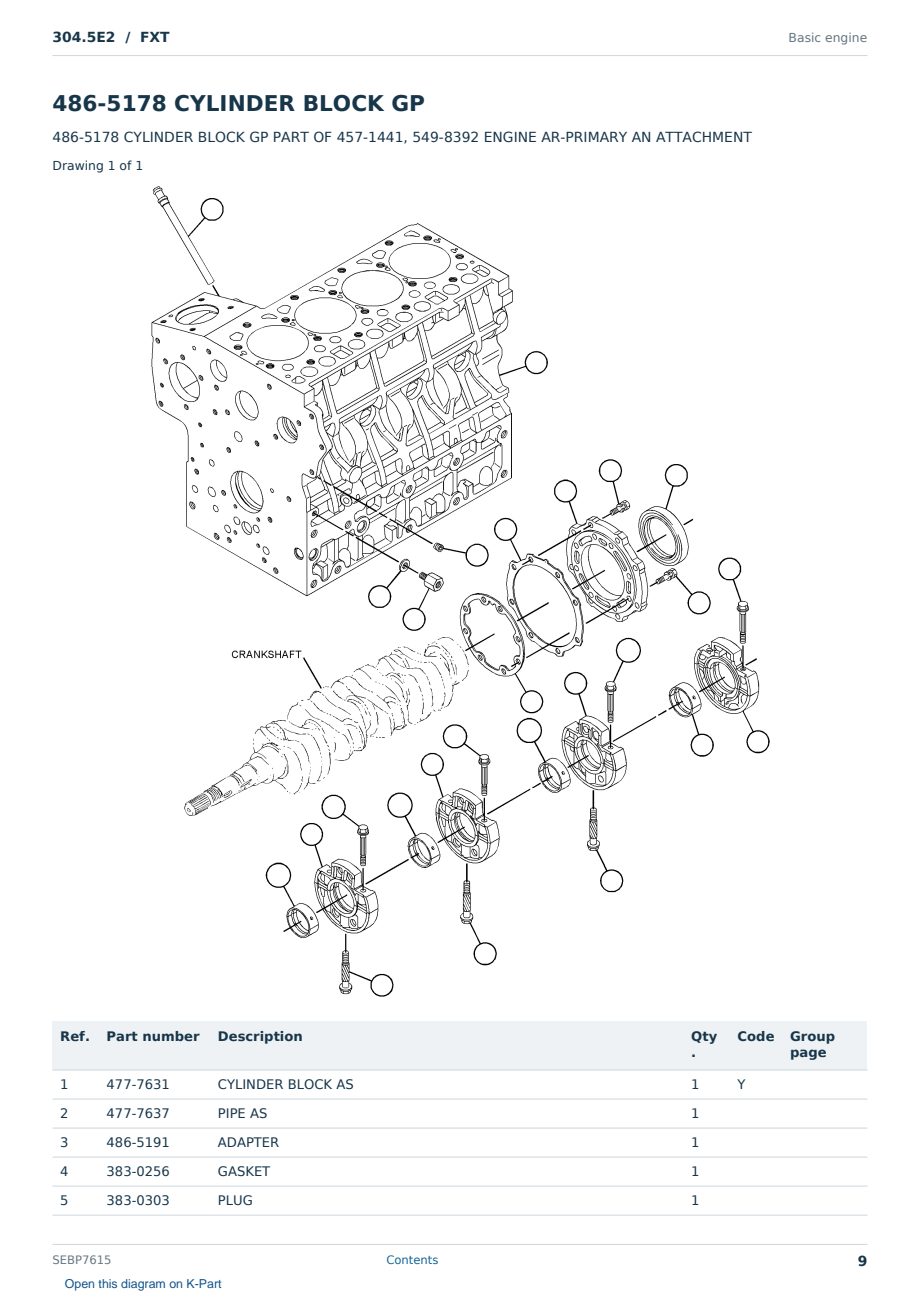 Caterpillar 304.5E2 S/N FXT Partsbook SEBP7615 (English) - sample page 9 of 10 Caterpillar 304.5E2 S/N FXT Partsbook SEBP7615 (English) - sample page 9 of 10