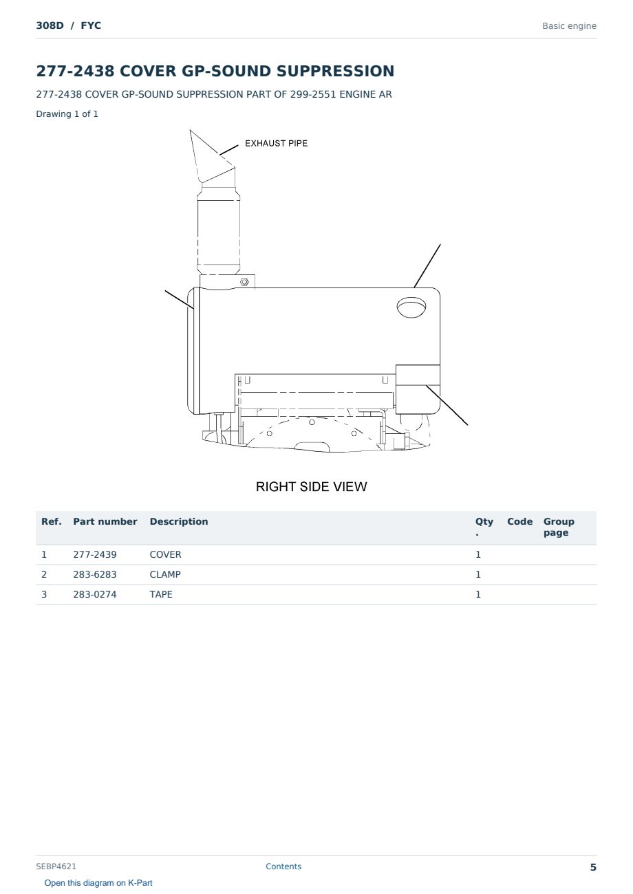 Caterpillar 308D S/N FYC Partsbook SEBP4621 (English) - sample page 5 of 10 Caterpillar 308D S/N FYC Partsbook SEBP4621 (English) - sample page 5 of 10