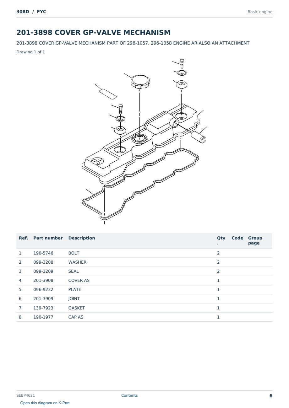 Caterpillar 308D S/N FYC Partsbook SEBP4621 (English) - sample page 6 of 10 Caterpillar 308D S/N FYC Partsbook SEBP4621 (English) - sample page 6 of 10
