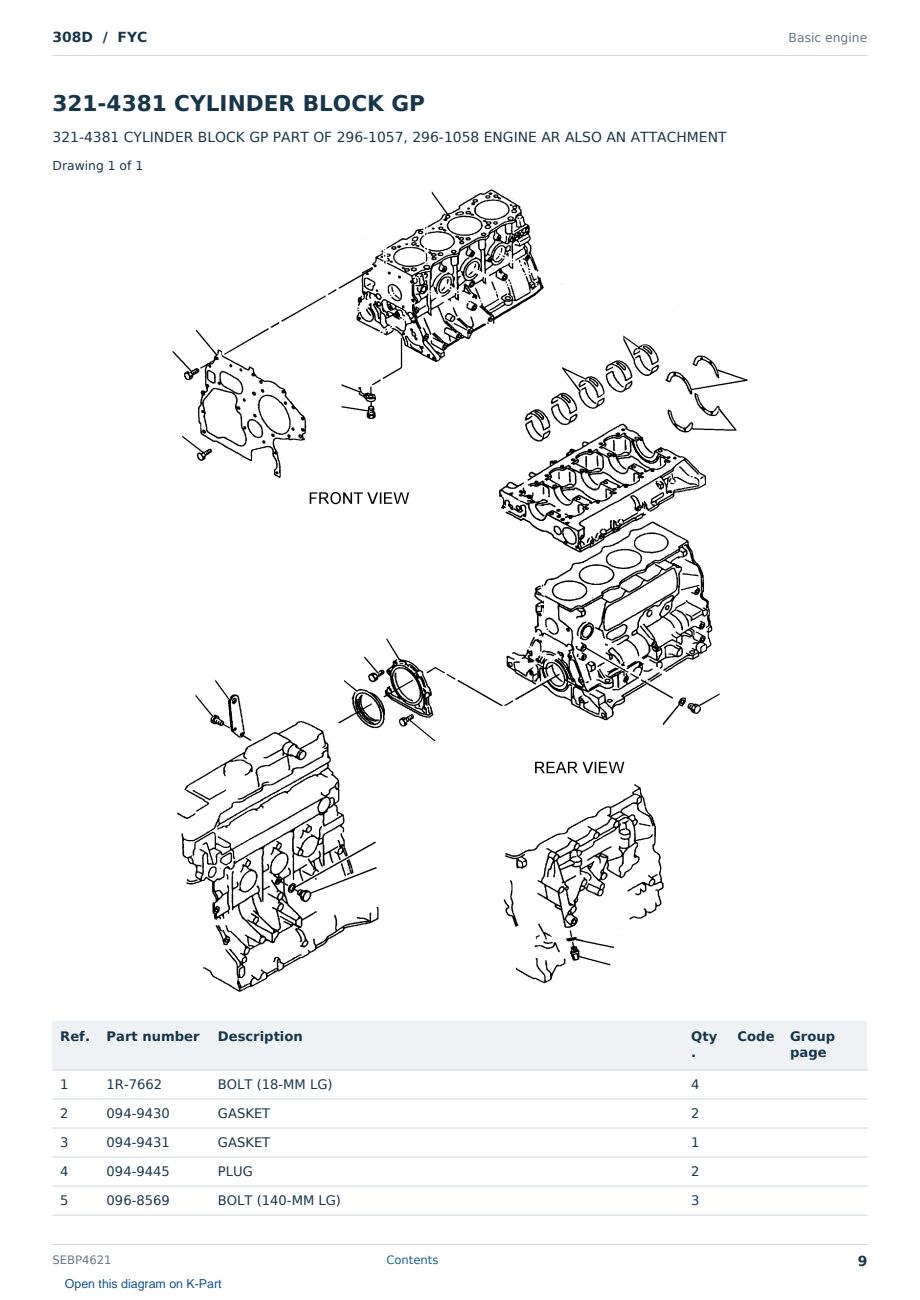 Caterpillar 308D S/N FYC Partsbook SEBP4621 (English) - sample page 9 of 10 Caterpillar 308D S/N FYC Partsbook SEBP4621 (English) - sample page 9 of 10