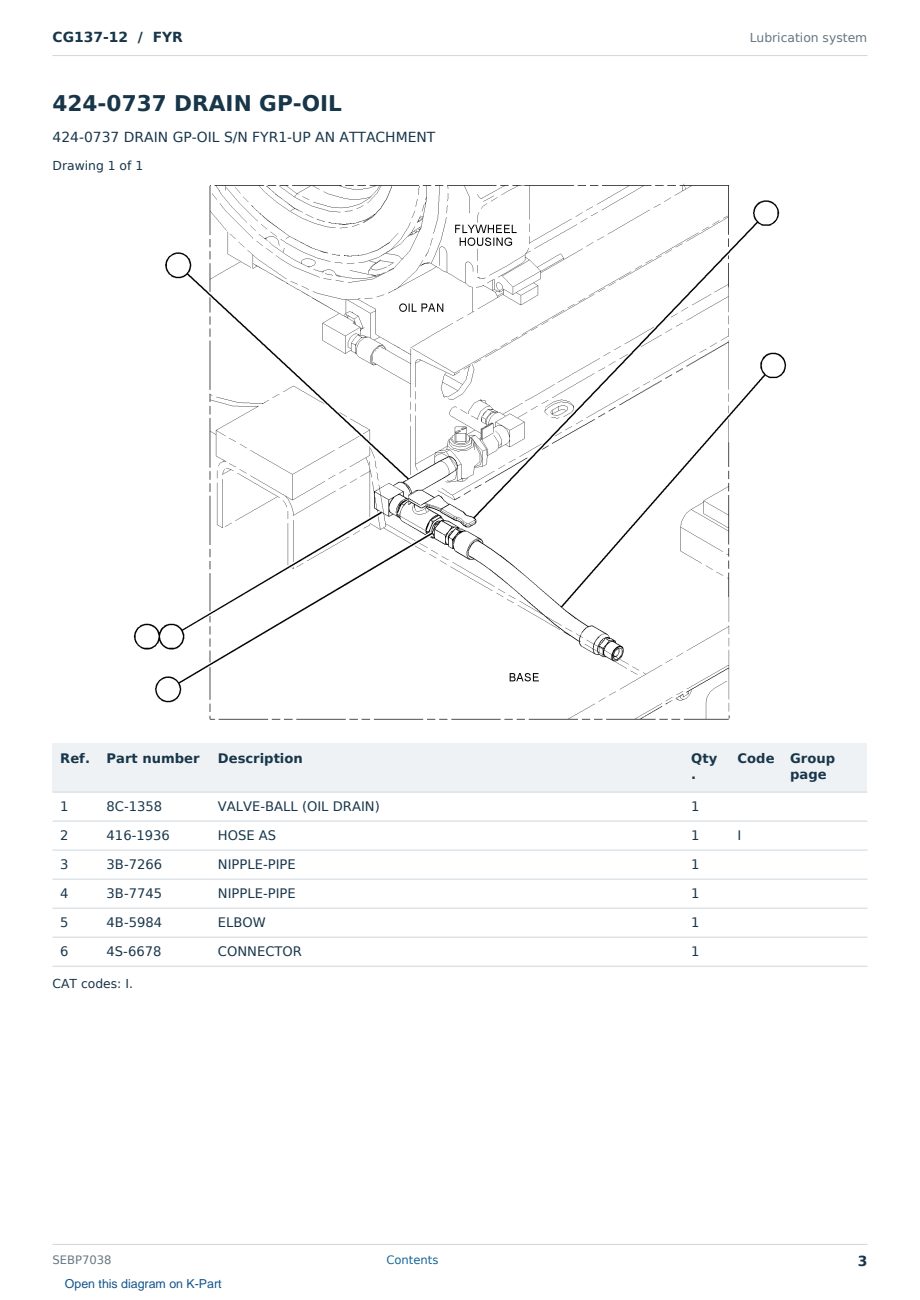 Caterpillar CG137-12 S/N FYR Partsbook SEBP7038 (English) - sample page 3 of 10 Caterpillar CG137-12 S/N FYR Partsbook SEBP7038 (English) - sample page 3 of 10