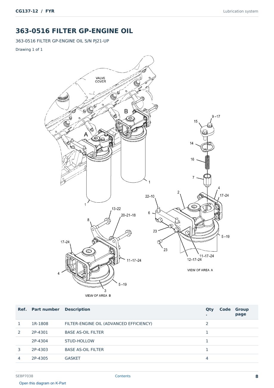 Caterpillar CG137-12 S/N FYR Partsbook SEBP7038 (English) - sample page 8 of 10 Caterpillar CG137-12 S/N FYR Partsbook SEBP7038 (English) - sample page 8 of 10