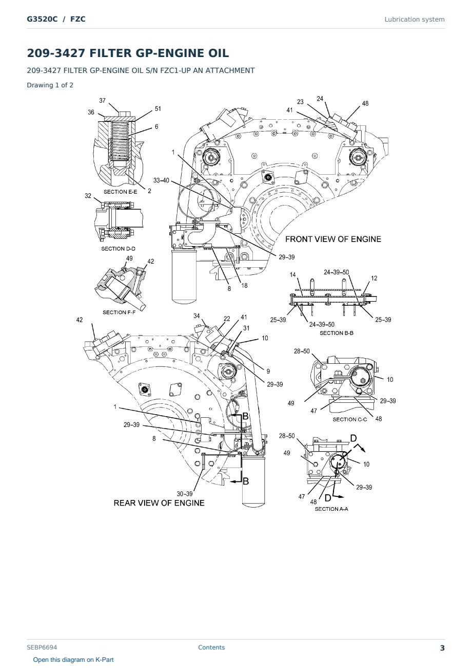 Caterpillar G3520C S/N FZC Partsbook SEBP6694 (English) - sample page 3 of 10 Caterpillar G3520C S/N FZC Partsbook SEBP6694 (English) - sample page 3 of 10
