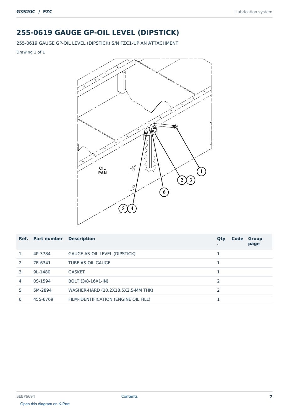 Caterpillar G3520C S/N FZC Partsbook SEBP6694 (English) - sample page 7 of 10 Caterpillar G3520C S/N FZC Partsbook SEBP6694 (English) - sample page 7 of 10