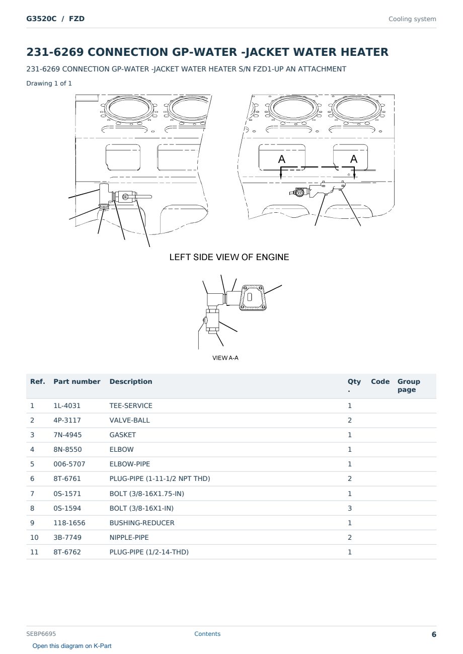 Caterpillar G3520C S/N FZD Partsbook SEBP6695 (English) - sample page 6 of 10 Caterpillar G3520C S/N FZD Partsbook SEBP6695 (English) - sample page 6 of 10