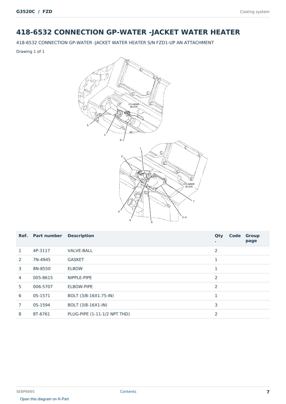 Caterpillar G3520C S/N FZD Partsbook SEBP6695 (English) - sample page 7 of 10 Caterpillar G3520C S/N FZD Partsbook SEBP6695 (English) - sample page 7 of 10