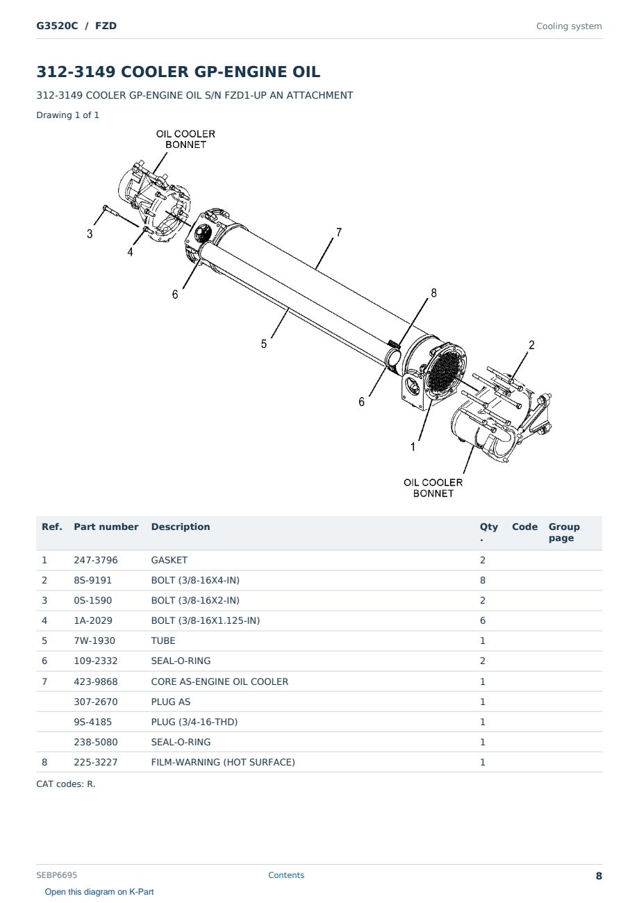 Caterpillar G3520C S/N FZD Partsbook SEBP6695 (English) - sample page 8 of 10 Caterpillar G3520C S/N FZD Partsbook SEBP6695 (English) - sample page 8 of 10