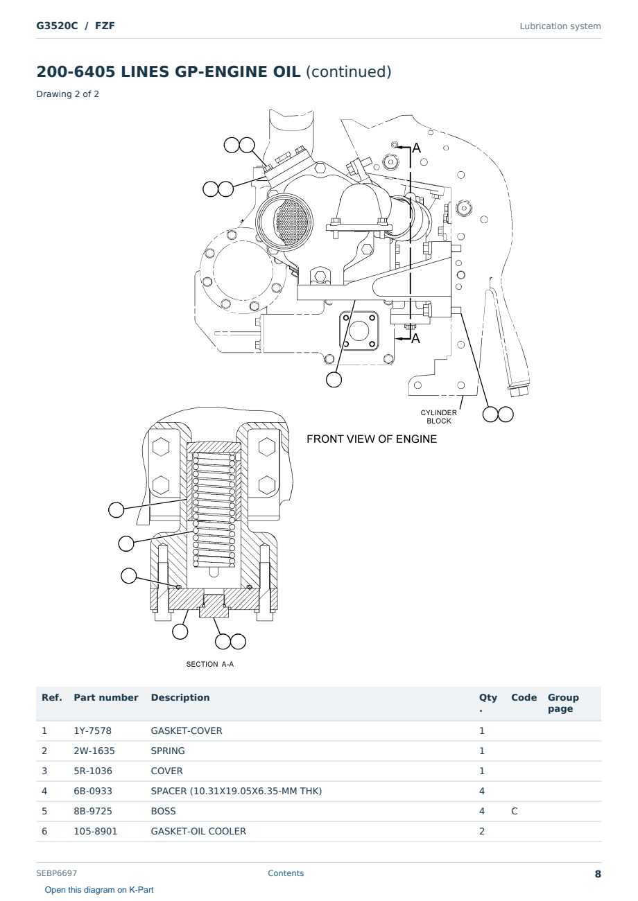 Caterpillar G3520C S/N FZF Partsbook SEBP6697 (English) - sample page 8 of 10 Caterpillar G3520C S/N FZF Partsbook SEBP6697 (English) - sample page 8 of 10