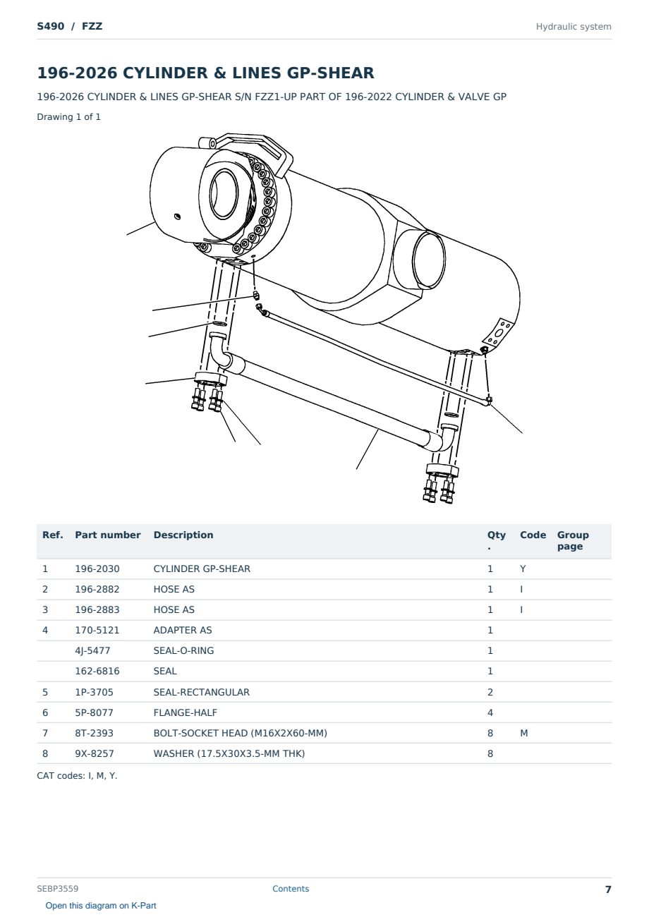 Caterpillar S490 S/N FZZ Partsbook SEBP3559 (English) - sample page 7 of 10 Caterpillar S490 S/N FZZ Partsbook SEBP3559 (English) - sample page 7 of 10