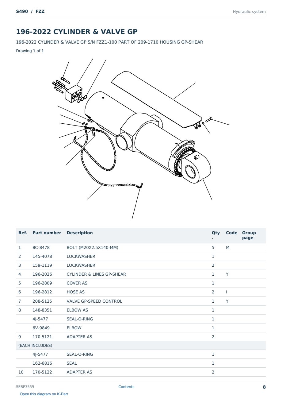 Caterpillar S490 S/N FZZ Partsbook SEBP3559 (English) - sample page 8 of 10 Caterpillar S490 S/N FZZ Partsbook SEBP3559 (English) - sample page 8 of 10