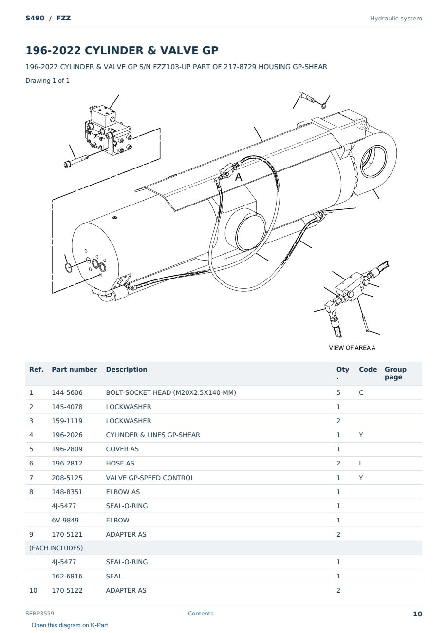 Caterpillar S490 S/N FZZ Partsbook SEBP3559 (English) - sample page 10 of 10 Caterpillar S490 S/N FZZ Partsbook SEBP3559 (English) - sample page 10 of 10