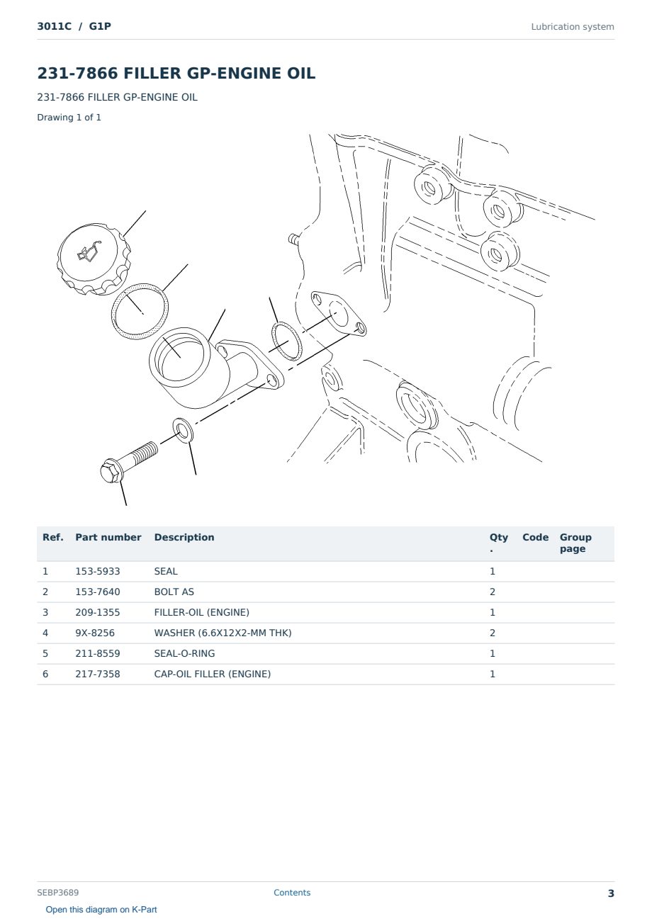 Caterpillar 3011C S/N G1P Partsbook SEBP3689 (English) - sample page 3 of 10 Caterpillar 3011C S/N G1P Partsbook SEBP3689 (English) - sample page 3 of 10