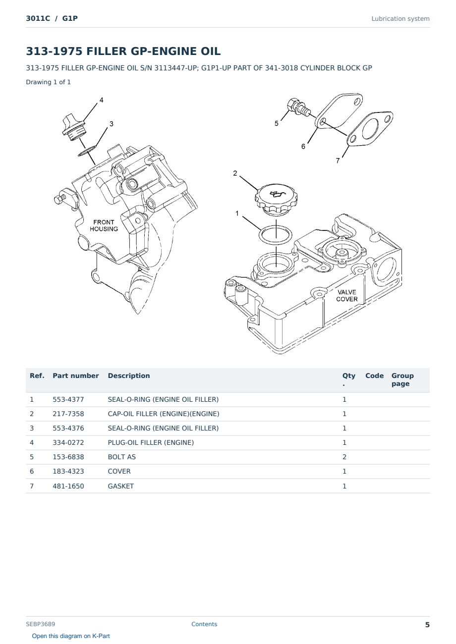 Caterpillar 3011C S/N G1P Partsbook SEBP3689 (English) - sample page 5 of 10 Caterpillar 3011C S/N G1P Partsbook SEBP3689 (English) - sample page 5 of 10