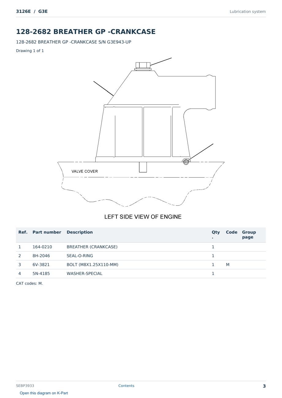 Caterpillar 3126E S/N G3E Partsbook SEBP3933 (English) - sample page 3 of 10 Caterpillar 3126E S/N G3E Partsbook SEBP3933 (English) - sample page 3 of 10