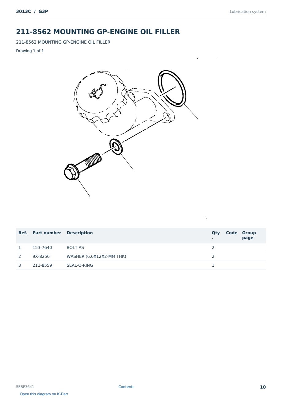 Caterpillar 3013C S/N G3P Partsbook SEBP3641 (English) - sample page 10 of 10 Caterpillar 3013C S/N G3P Partsbook SEBP3641 (English) - sample page 10 of 10