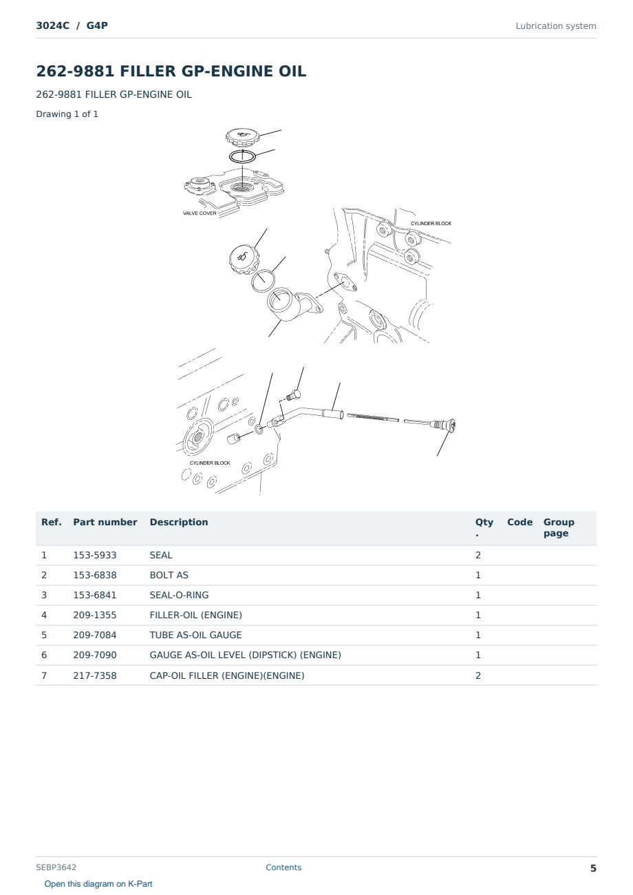 Caterpillar 3024C S/N G4P Partsbook SEBP3642 (English) - sample page 5 of 10 Caterpillar 3024C S/N G4P Partsbook SEBP3642 (English) - sample page 5 of 10