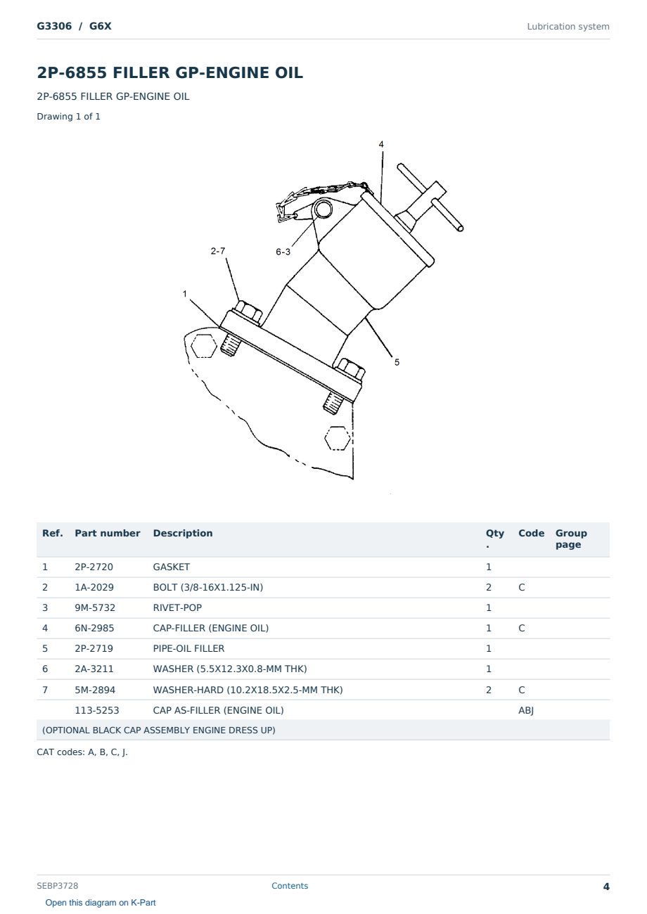 Caterpillar G3306 S/N G6X Partsbook SEBP3728 (English) - sample page 4 of 10 Caterpillar G3306 S/N G6X Partsbook SEBP3728 (English) - sample page 4 of 10