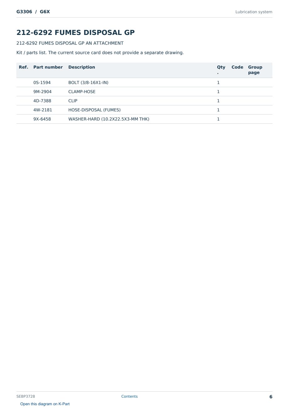Caterpillar G3306 S/N G6X Partsbook SEBP3728 (English) - sample page 6 of 10 Caterpillar G3306 S/N G6X Partsbook SEBP3728 (English) - sample page 6 of 10