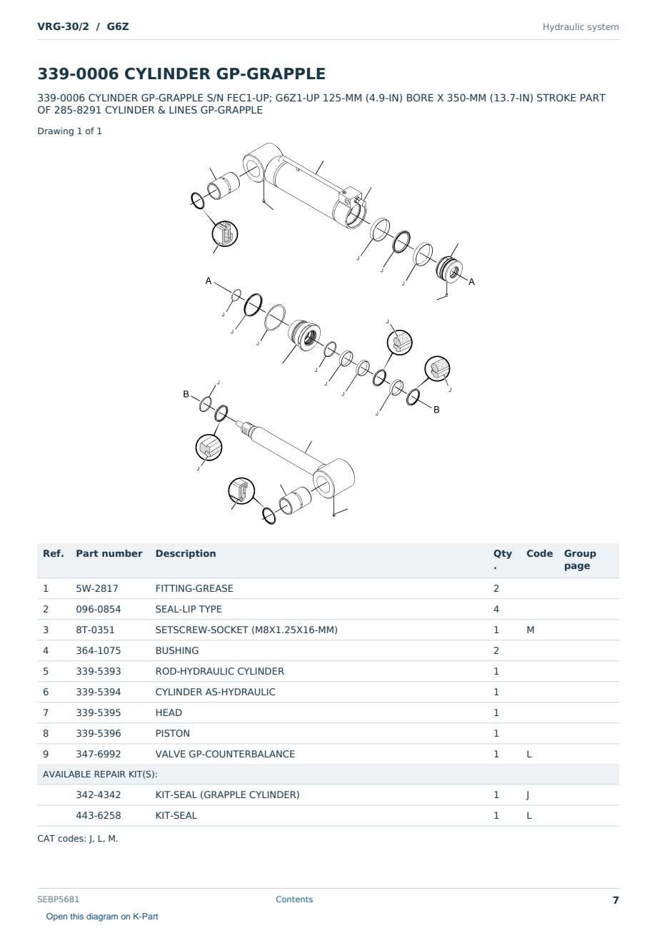 Caterpillar VRG-30/2 S/N G6Z Partsbook SEBP5681 (English) - sample page 7 of 10 Caterpillar VRG-30/2 S/N G6Z Partsbook SEBP5681 (English) - sample page 7 of 10