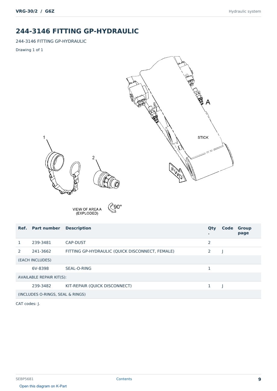 Caterpillar VRG-30/2 S/N G6Z Partsbook SEBP5681 (English) - sample page 9 of 10 Caterpillar VRG-30/2 S/N G6Z Partsbook SEBP5681 (English) - sample page 9 of 10