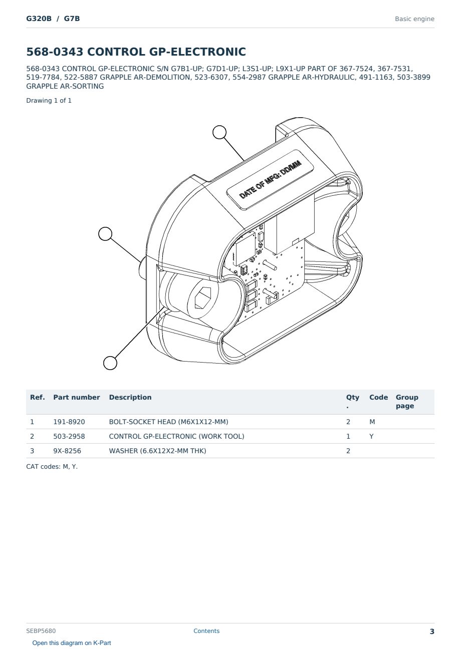 Caterpillar G320B S/N G7B Partsbook SEBP5680 (English) - sample page 3 of 10 Caterpillar G320B S/N G7B Partsbook SEBP5680 (English) - sample page 3 of 10