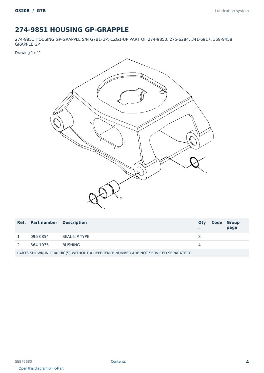 Caterpillar G320B S/N G7B Partsbook SEBP5680 (English) - sample page 4 of 10 Caterpillar G320B S/N G7B Partsbook SEBP5680 (English) - sample page 4 of 10