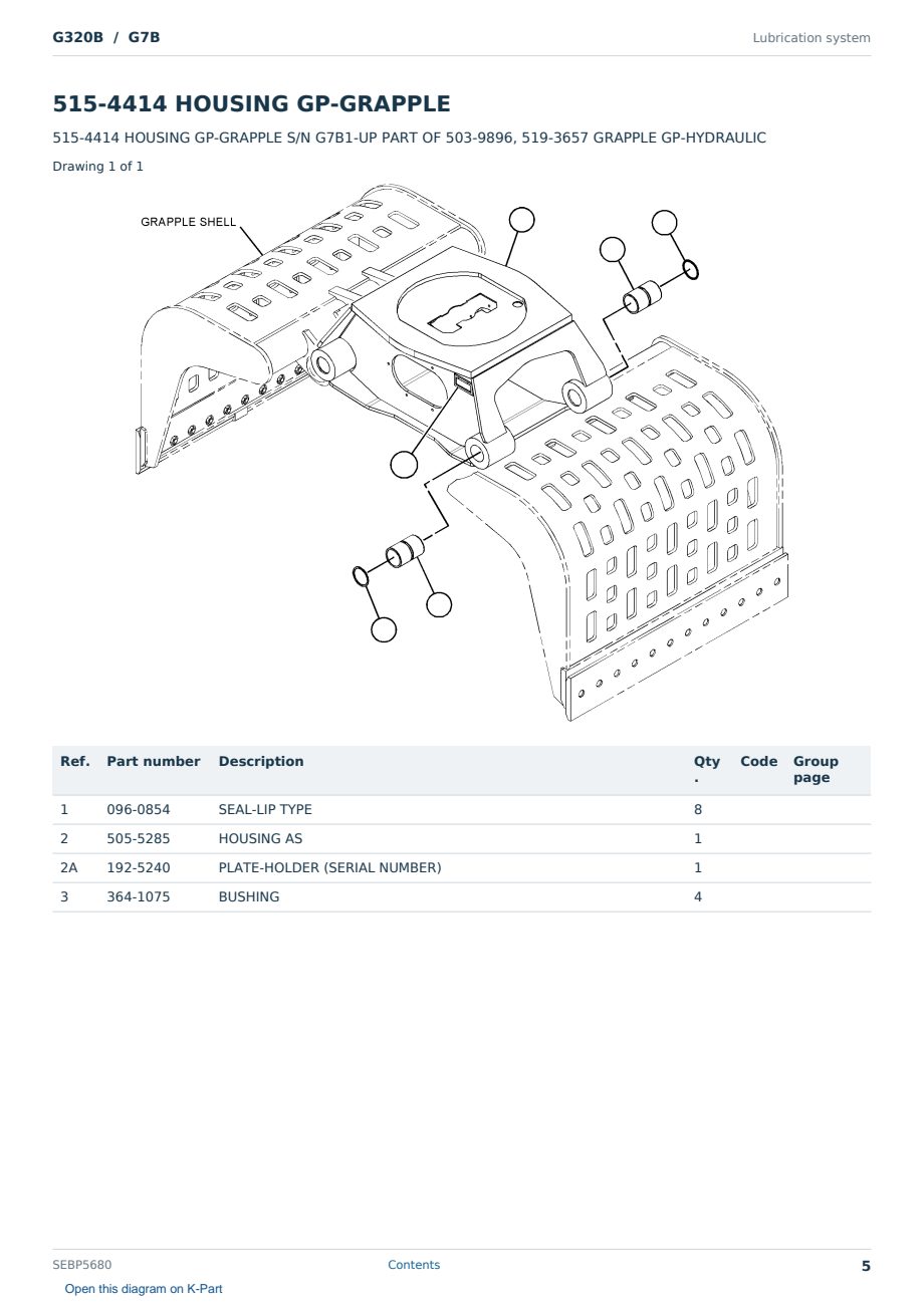 Caterpillar G320B S/N G7B Partsbook SEBP5680 (English) - sample page 5 of 10 Caterpillar G320B S/N G7B Partsbook SEBP5680 (English) - sample page 5 of 10