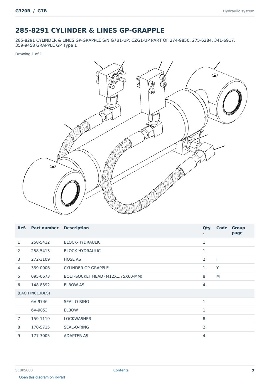 Caterpillar G320B S/N G7B Partsbook SEBP5680 (English) - sample page 7 of 10 Caterpillar G320B S/N G7B Partsbook SEBP5680 (English) - sample page 7 of 10