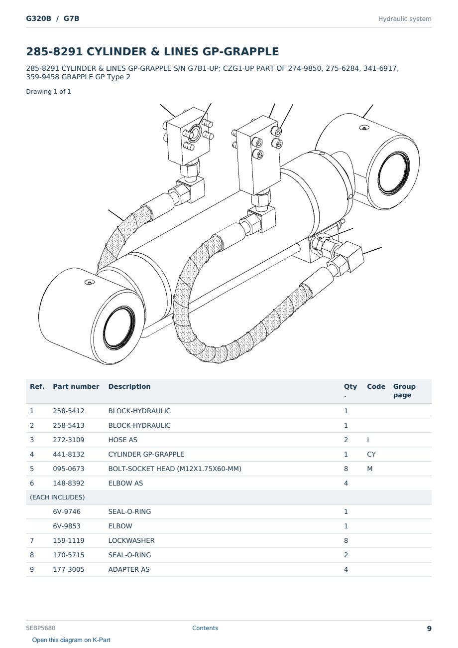 Caterpillar G320B S/N G7B Partsbook SEBP5680 (English) - sample page 9 of 10 Caterpillar G320B S/N G7B Partsbook SEBP5680 (English) - sample page 9 of 10