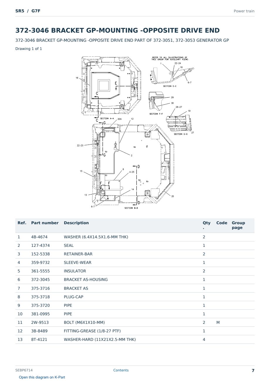 Caterpillar SR5 S/N G7F Partsbook SEBP6714 (English) - sample page 7 of 10 Caterpillar SR5 S/N G7F Partsbook SEBP6714 (English) - sample page 7 of 10