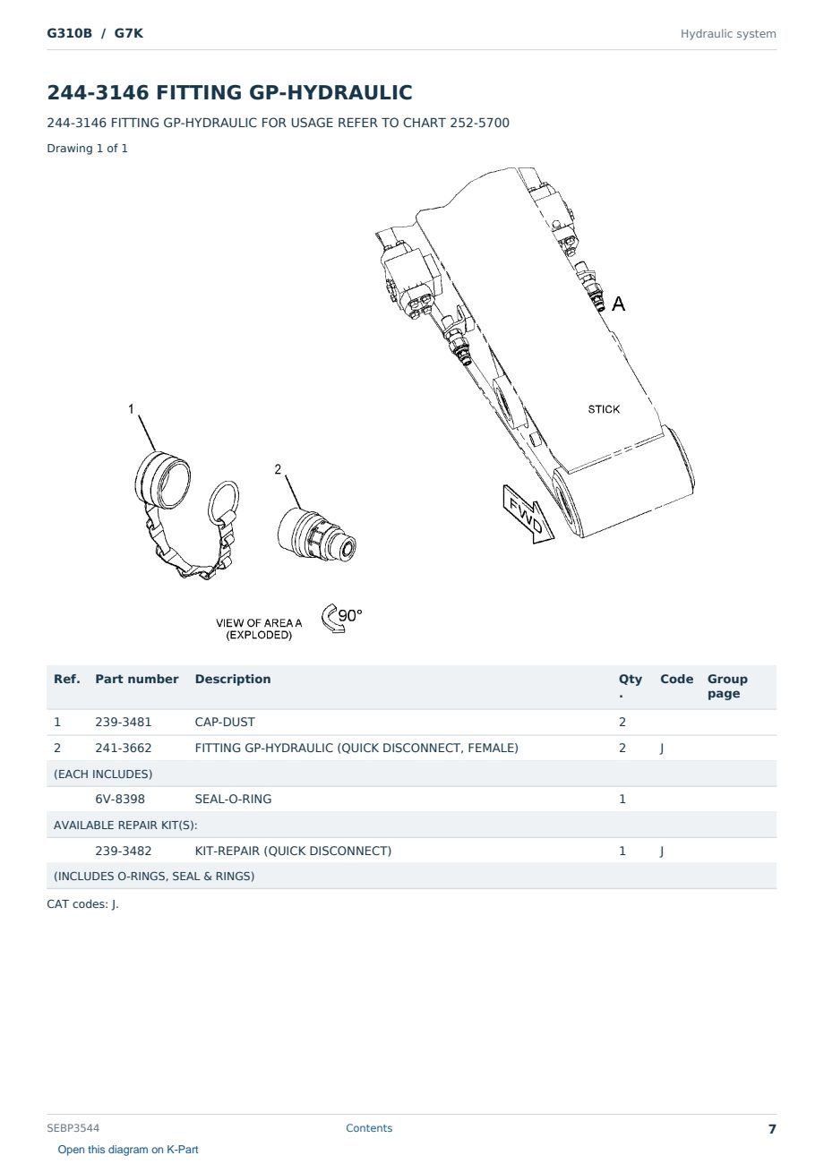 Caterpillar G310B S/N G7K Partsbook SEBP3544 (English) - sample page 7 of 10 Caterpillar G310B S/N G7K Partsbook SEBP3544 (English) - sample page 7 of 10