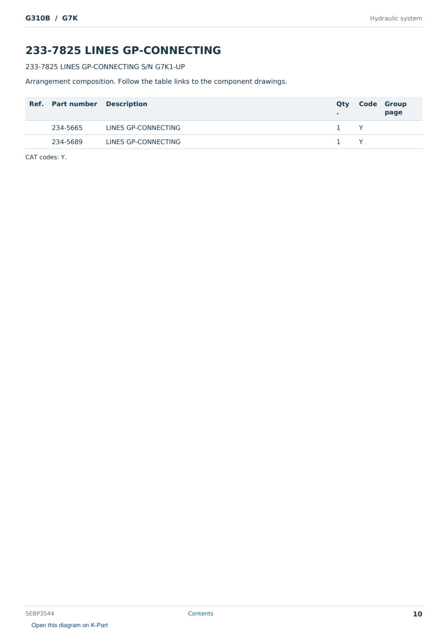 Caterpillar G310B S/N G7K Partsbook SEBP3544 (English) - sample page 10 of 10 Caterpillar G310B S/N G7K Partsbook SEBP3544 (English) - sample page 10 of 10