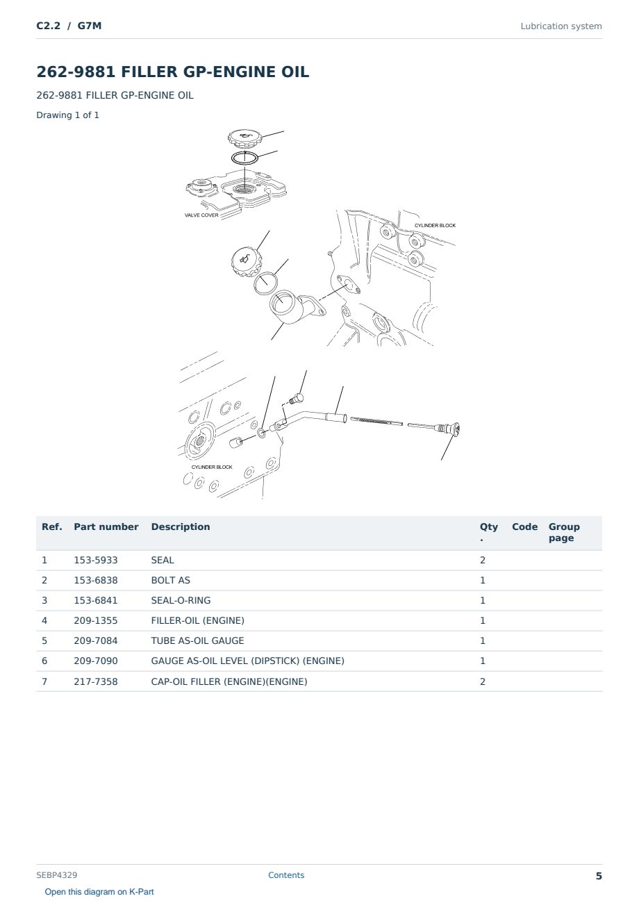 Caterpillar C2.2 S/N G7M Partsbook SEBP4329 (English) - sample page 5 of 10 Caterpillar C2.2 S/N G7M Partsbook SEBP4329 (English) - sample page 5 of 10