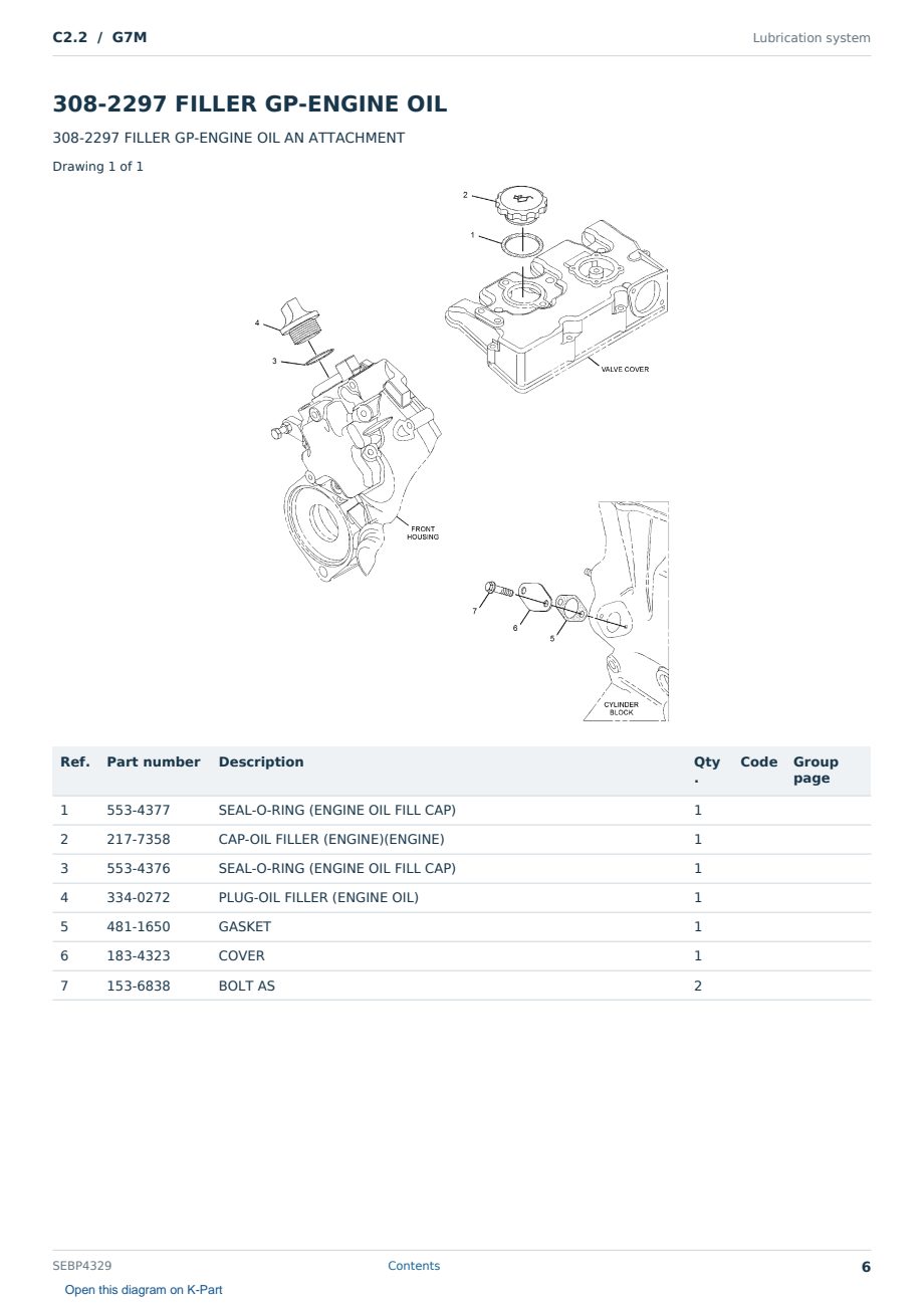 Caterpillar C2.2 S/N G7M Partsbook SEBP4329 (English) - sample page 6 of 10 Caterpillar C2.2 S/N G7M Partsbook SEBP4329 (English) - sample page 6 of 10