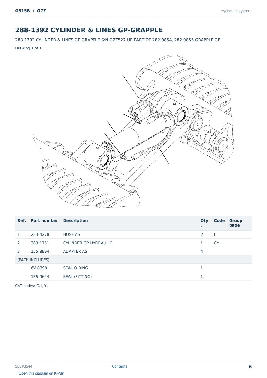 Caterpillar G315B S/N G7Z Partsbook SEBP3544 (English) - sample page 6 of 10 Caterpillar G315B S/N G7Z Partsbook SEBP3544 (English) - sample page 6 of 10