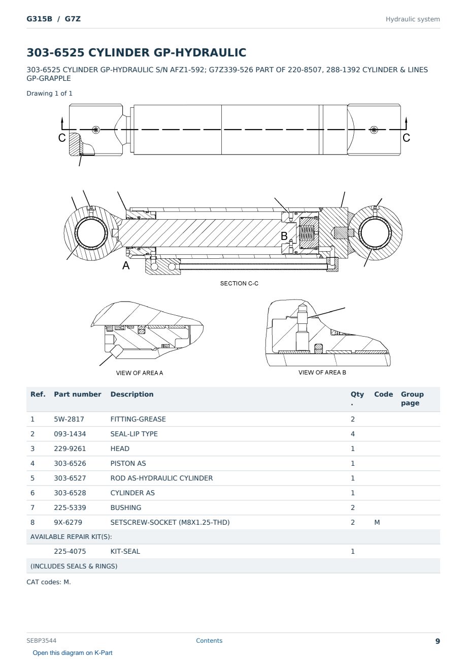 Caterpillar G315B S/N G7Z Partsbook SEBP3544 (English) - sample page 9 of 10 Caterpillar G315B S/N G7Z Partsbook SEBP3544 (English) - sample page 9 of 10