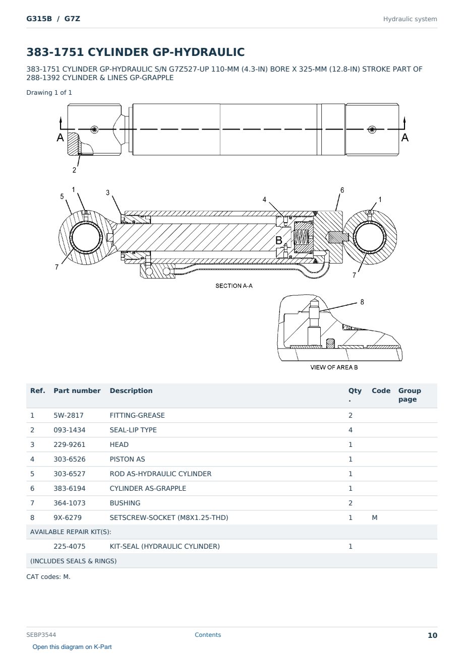 Caterpillar G315B S/N G7Z Partsbook SEBP3544 (English) - sample page 10 of 10 Caterpillar G315B S/N G7Z Partsbook SEBP3544 (English) - sample page 10 of 10