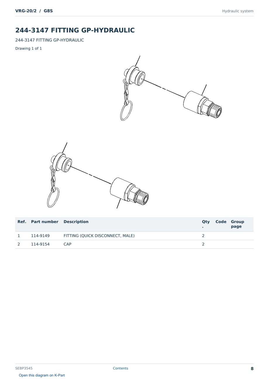 Caterpillar VRG-20/2 S/N G8S Partsbook SEBP3545 (English) - sample page 8 of 10 Caterpillar VRG-20/2 S/N G8S Partsbook SEBP3545 (English) - sample page 8 of 10
