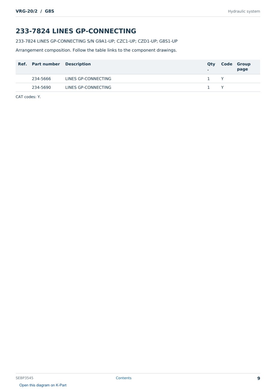 Caterpillar VRG-20/2 S/N G8S Partsbook SEBP3545 (English) - sample page 9 of 10 Caterpillar VRG-20/2 S/N G8S Partsbook SEBP3545 (English) - sample page 9 of 10