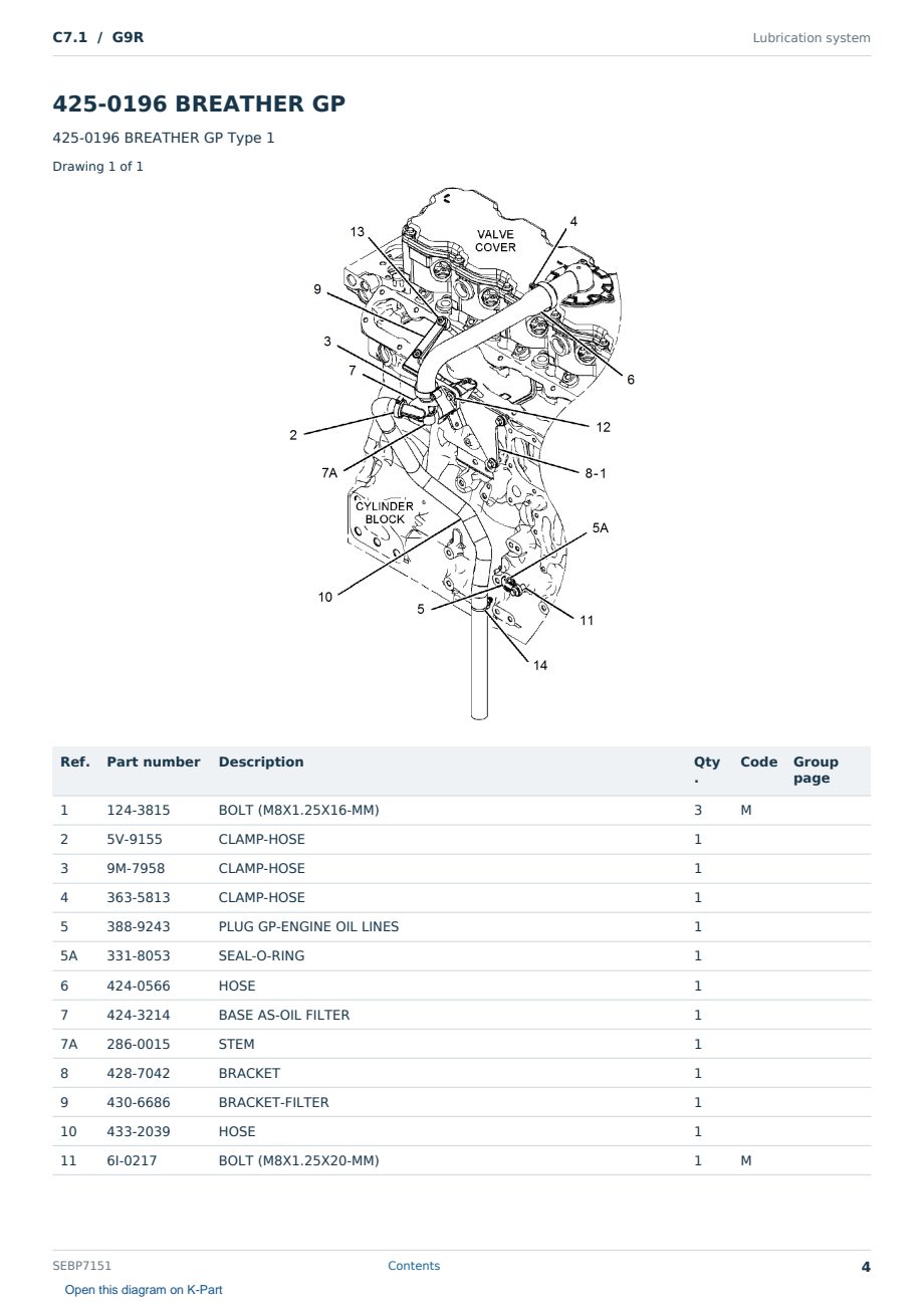 Caterpillar C7.1 S/N G9R Partsbook SEBP7151 (English) - sample page 4 of 10 Caterpillar C7.1 S/N G9R Partsbook SEBP7151 (English) - sample page 4 of 10