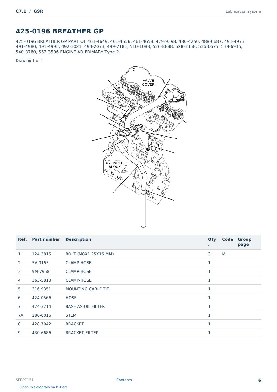 Caterpillar C7.1 S/N G9R Partsbook SEBP7151 (English) - sample page 6 of 10 Caterpillar C7.1 S/N G9R Partsbook SEBP7151 (English) - sample page 6 of 10