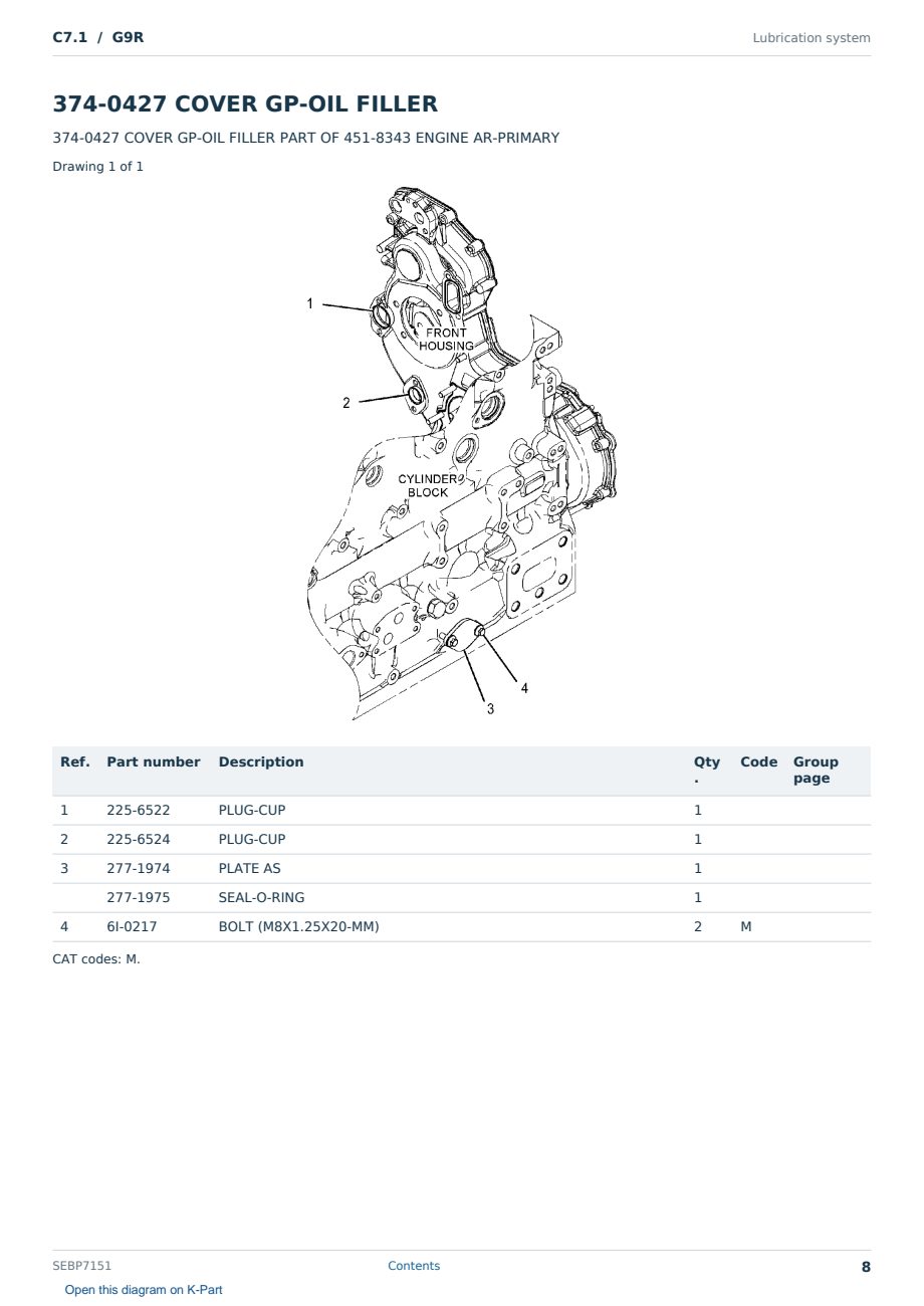 Caterpillar C7.1 S/N G9R Partsbook SEBP7151 (English) - sample page 8 of 10 Caterpillar C7.1 S/N G9R Partsbook SEBP7151 (English) - sample page 8 of 10