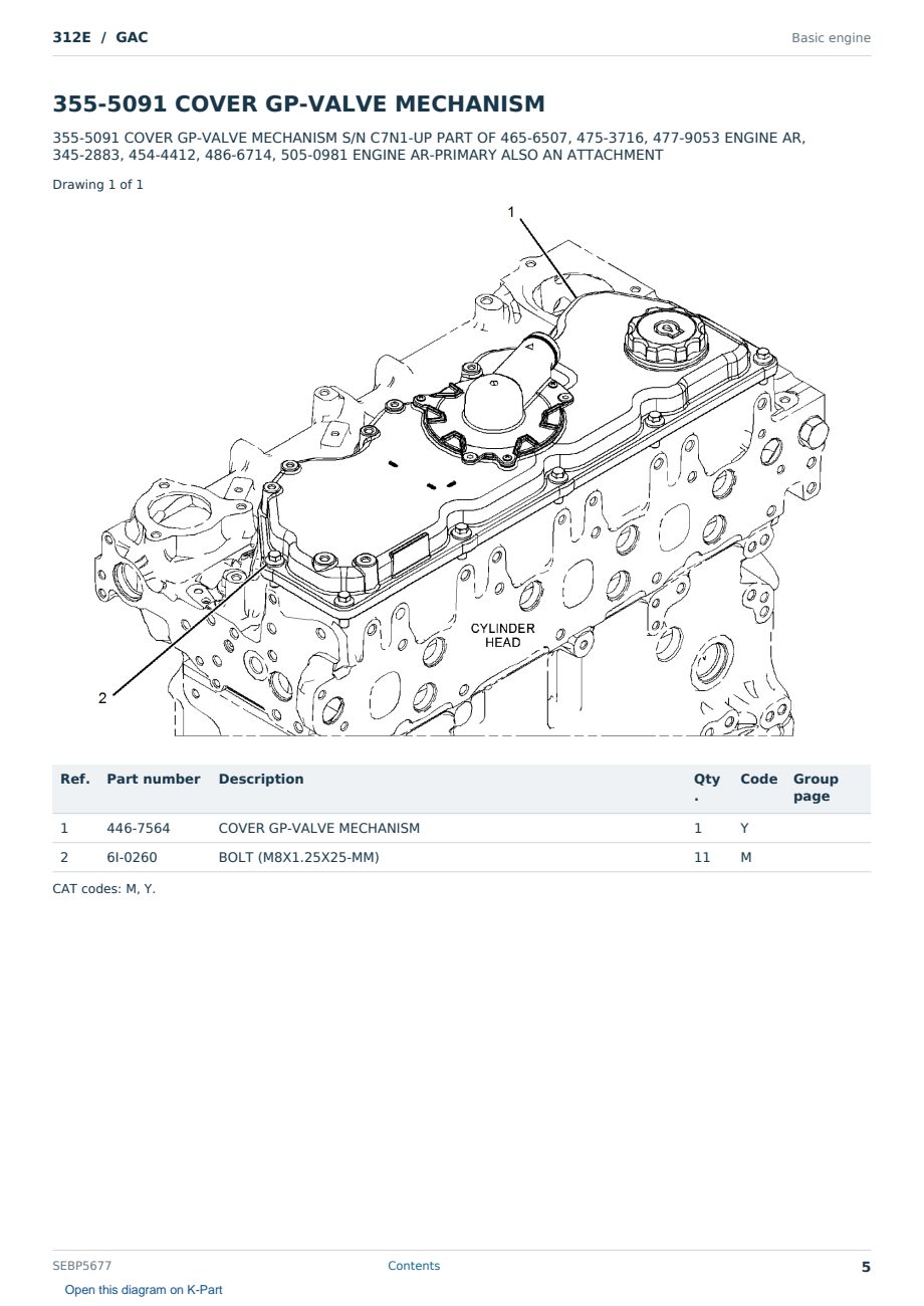 Caterpillar 312E S/N GAC Partsbook SEBP5677 (English) - sample page 5 of 10 Caterpillar 312E S/N GAC Partsbook SEBP5677 (English) - sample page 5 of 10