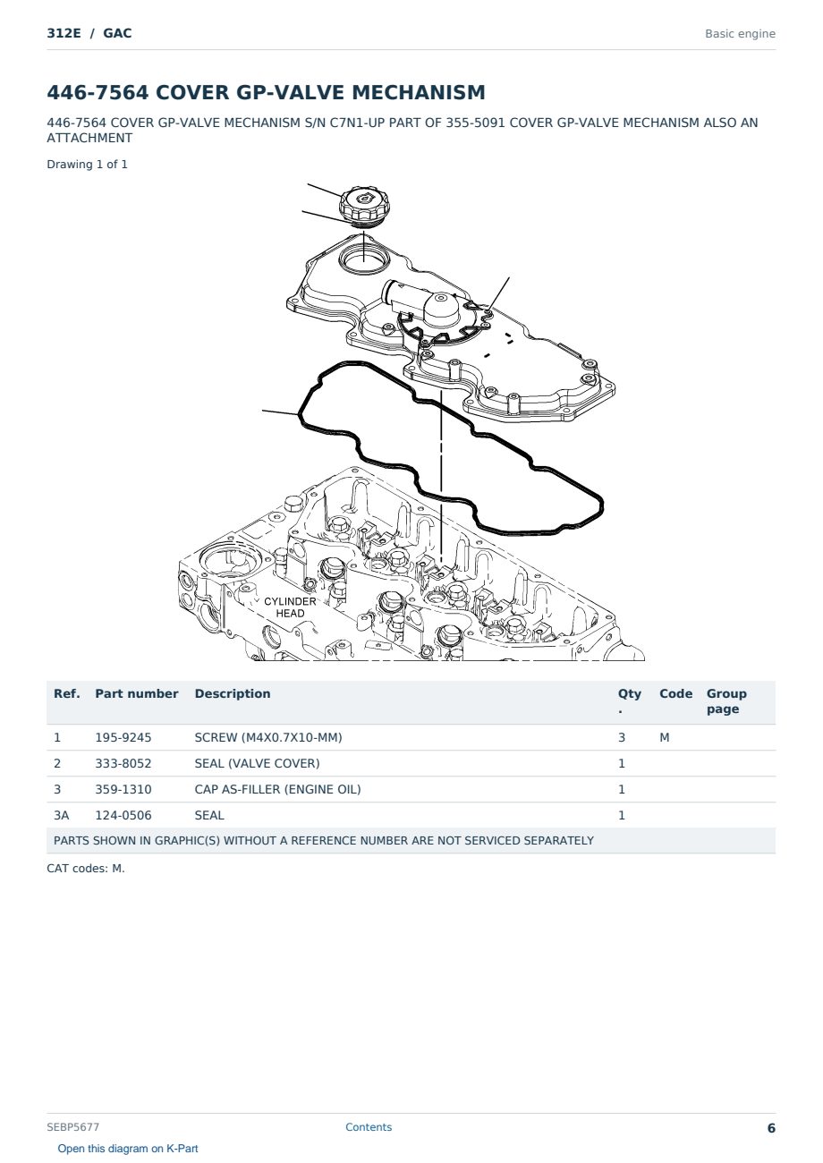 Caterpillar 312E S/N GAC Partsbook SEBP5677 (English) - sample page 6 of 10 Caterpillar 312E S/N GAC Partsbook SEBP5677 (English) - sample page 6 of 10