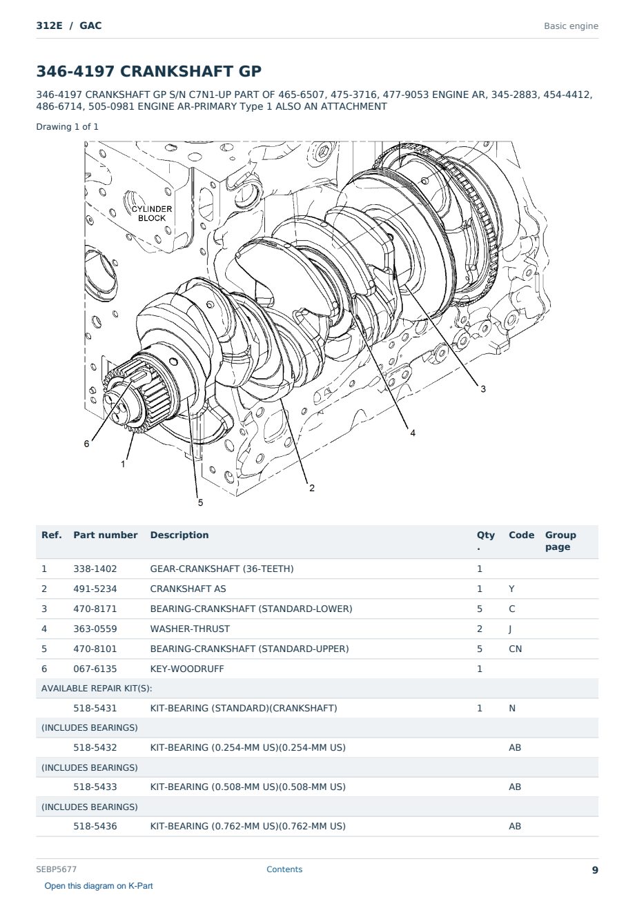 Caterpillar 312E S/N GAC Partsbook SEBP5677 (English) - sample page 9 of 10 Caterpillar 312E S/N GAC Partsbook SEBP5677 (English) - sample page 9 of 10